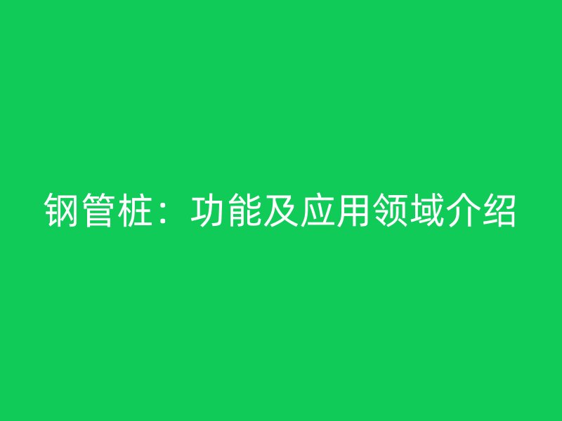 鋼管樁：功能及應用領域介紹